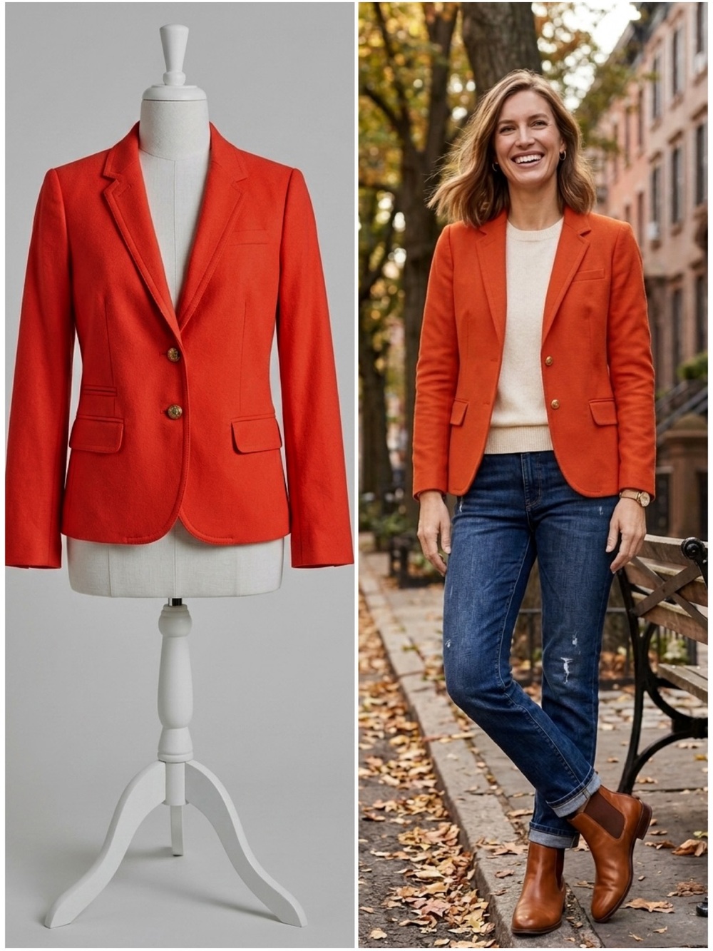 J.Crew Dark Orange Wool Schoolboy Blazer Size 6 Gold Crest Buttons Fall Preppy - Picture 15 of 15
